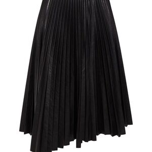 Cedric Charlier Black Asymmetrical Pleated Skirt